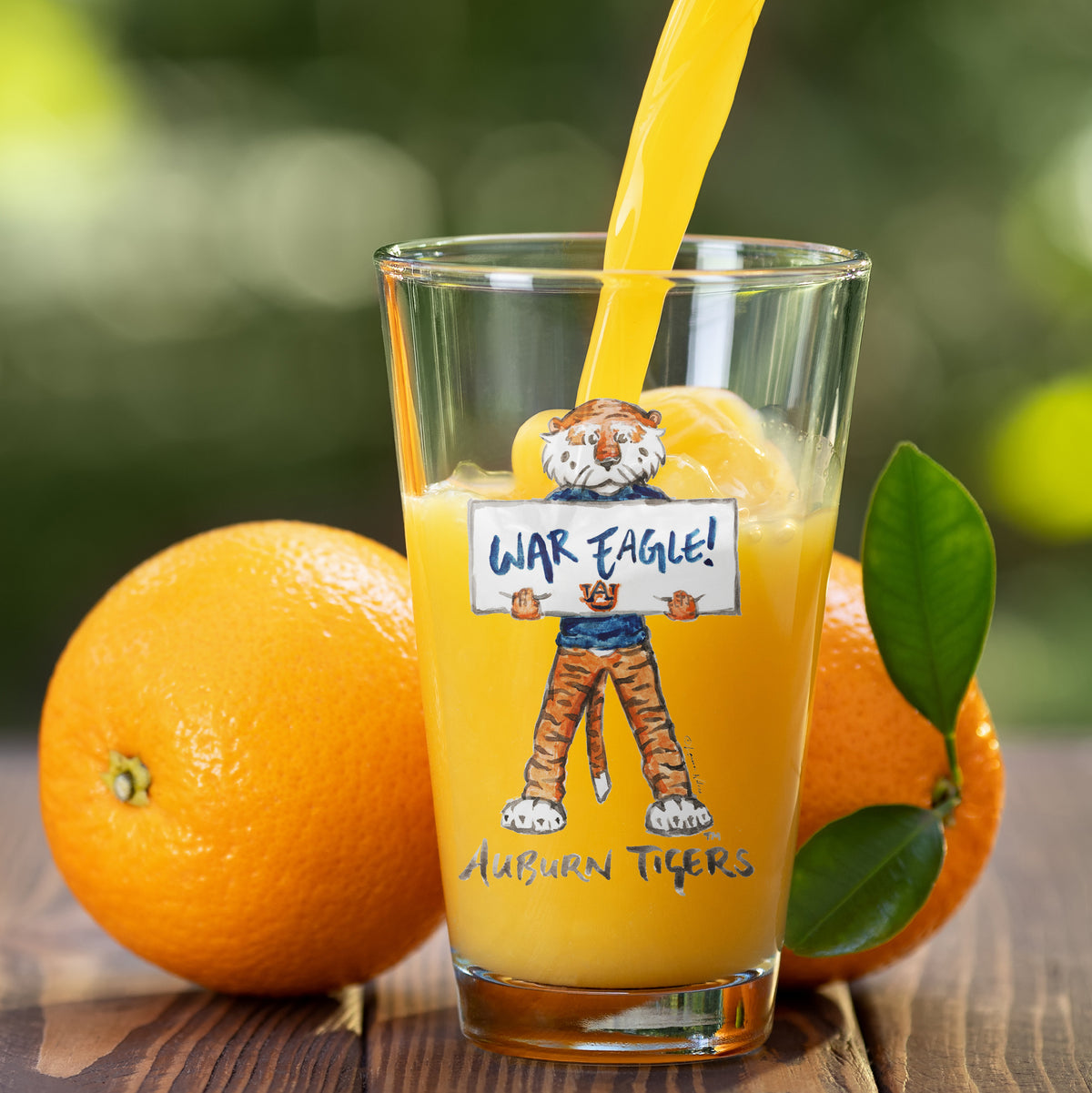 Set of 4 Auburn Tigers Mascot by Laura Wilcox 16oz Pint Glasses