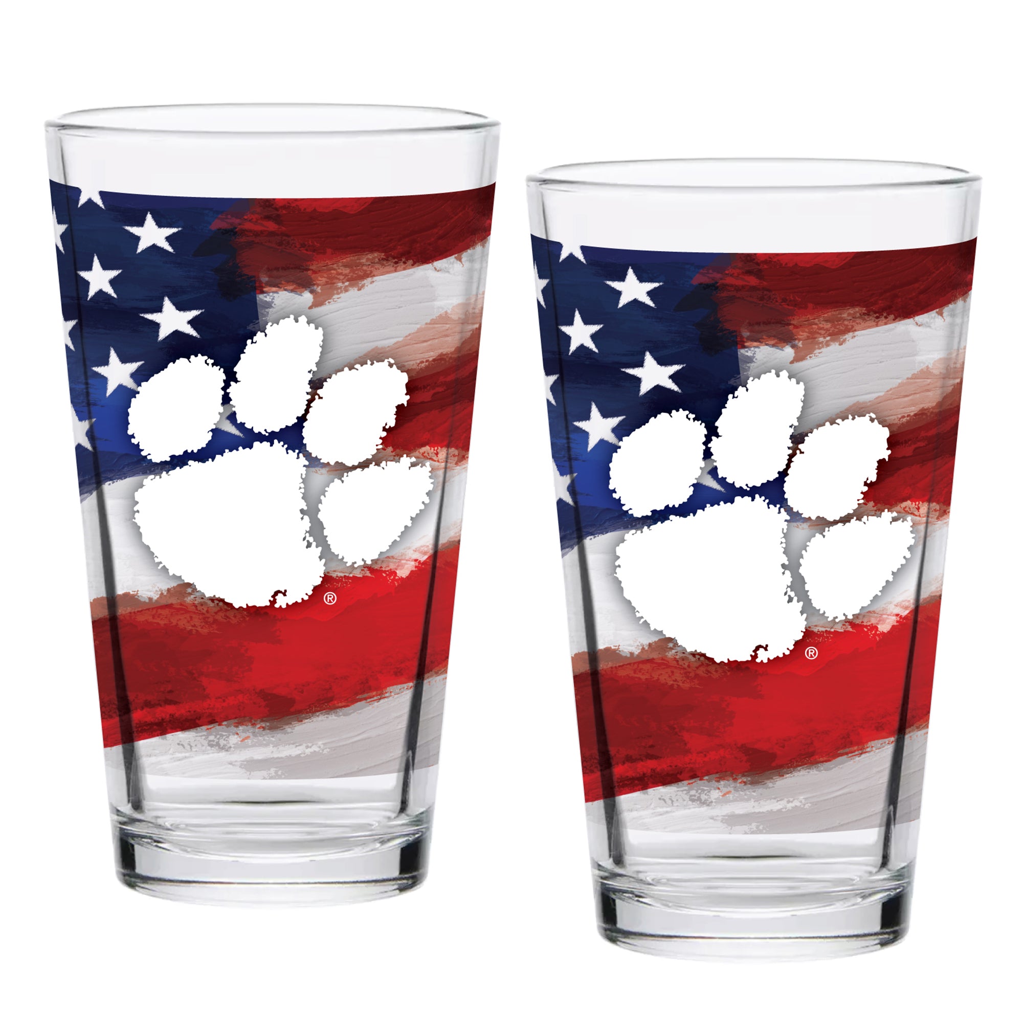 Set of 2 Clemson Tigers 16oz Americana Pints