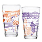 Set of 2 Clemson Tigers Campus Line Art 16oz Pints
