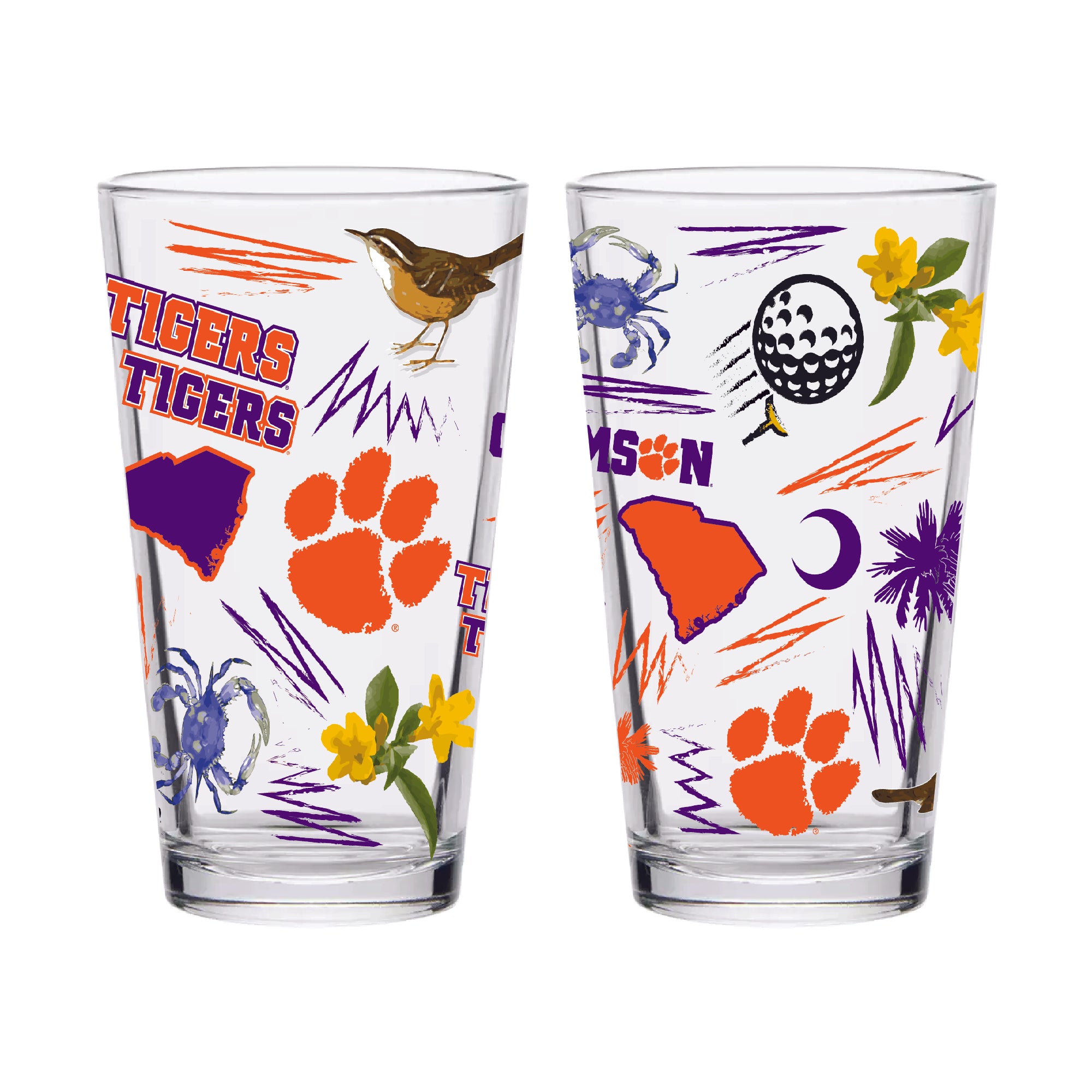 Set of 2 Clemson Tigers Local 16oz Pints