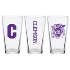 Set of 2 Clemson Tigers College Vault Sketch 16oz Pints