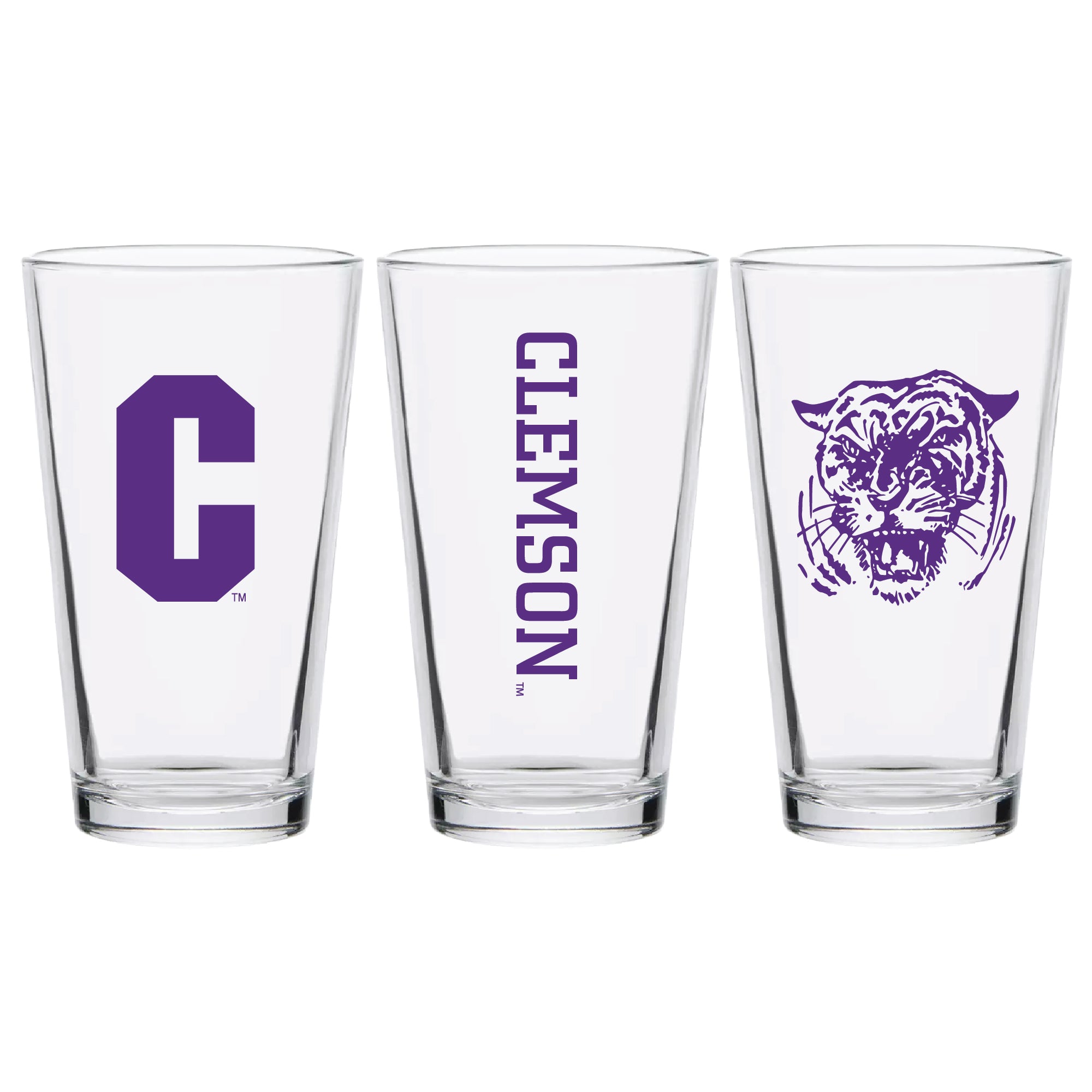 Set of 2 Clemson Tigers College Vault Sketch 16oz Pints