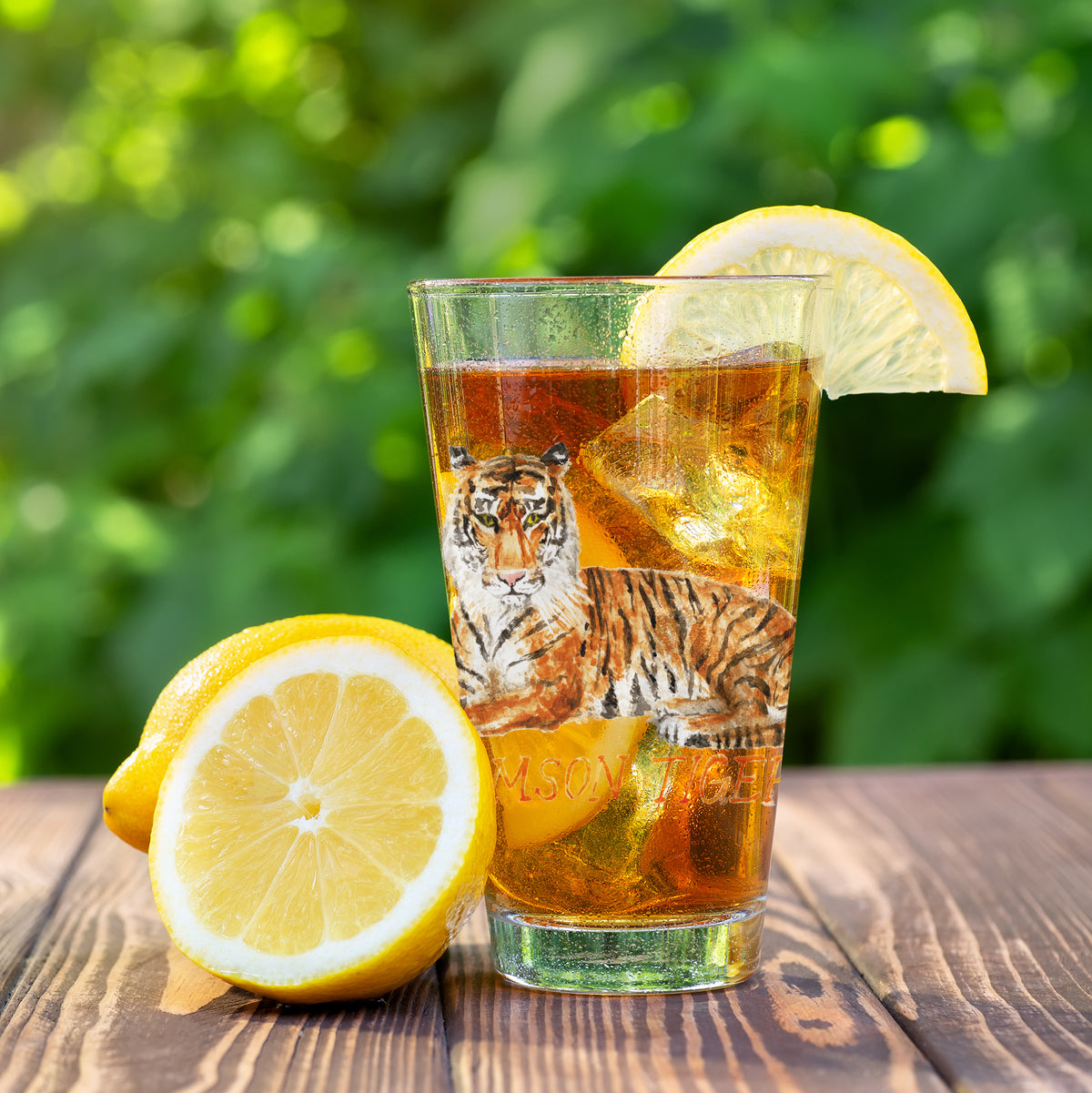 Set of 4 Clemson Tigers Mascot by Laura Wilcox 16oz Pint Glasses