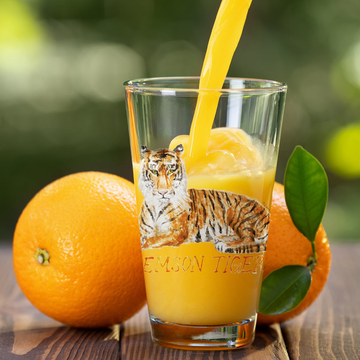 Set of 4 Clemson Tigers Mascot by Laura Wilcox 16oz Pint Glasses