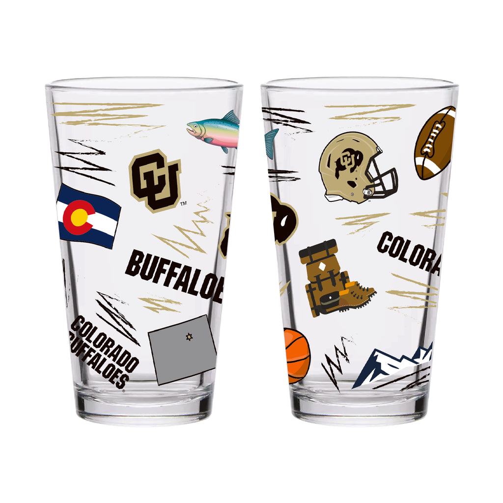 Set of 2 Colorado Buffaloes Local 16oz Pints