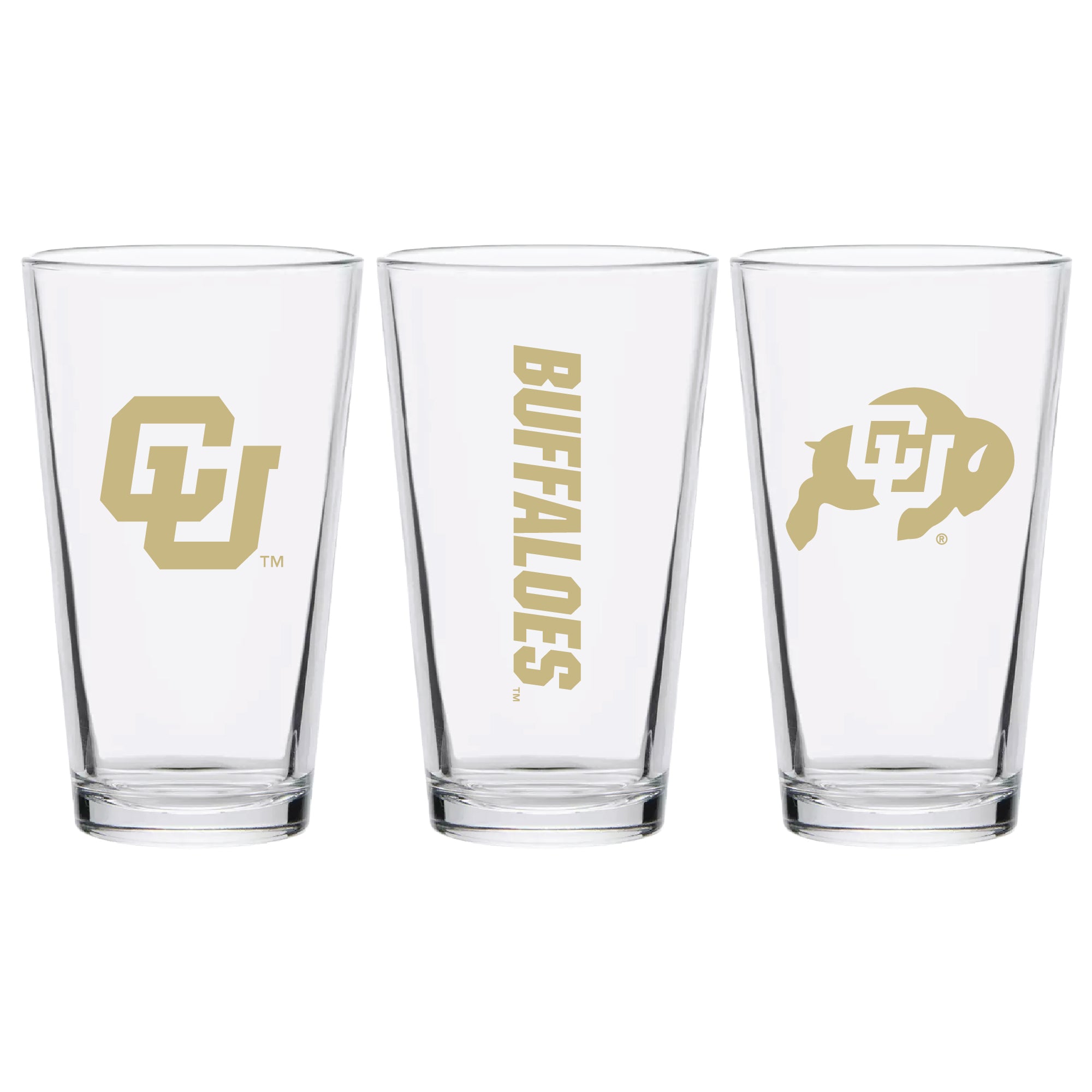 Set of 2 Colorado Buffaloes College Vault Sketch 16oz Pints