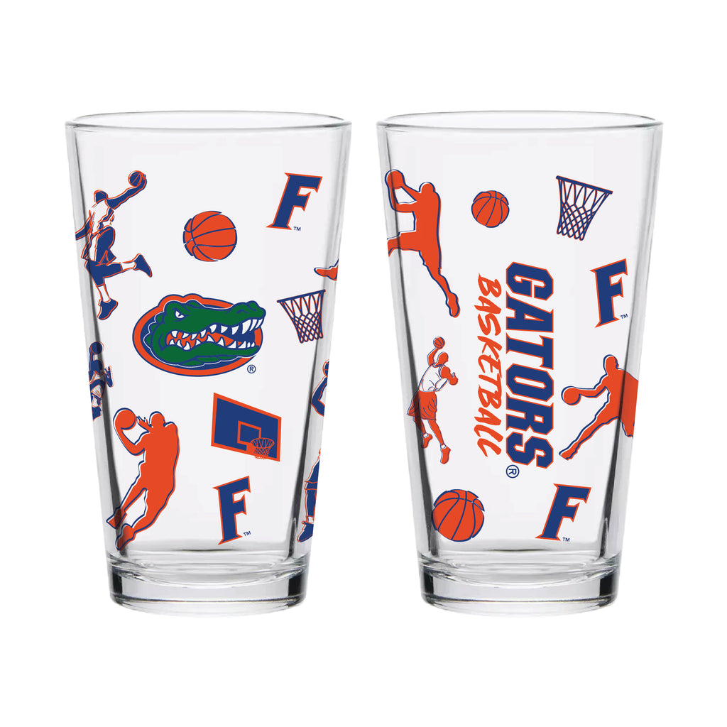 Set of 2 Florida Gators Basketball Sketch 16oz Pints