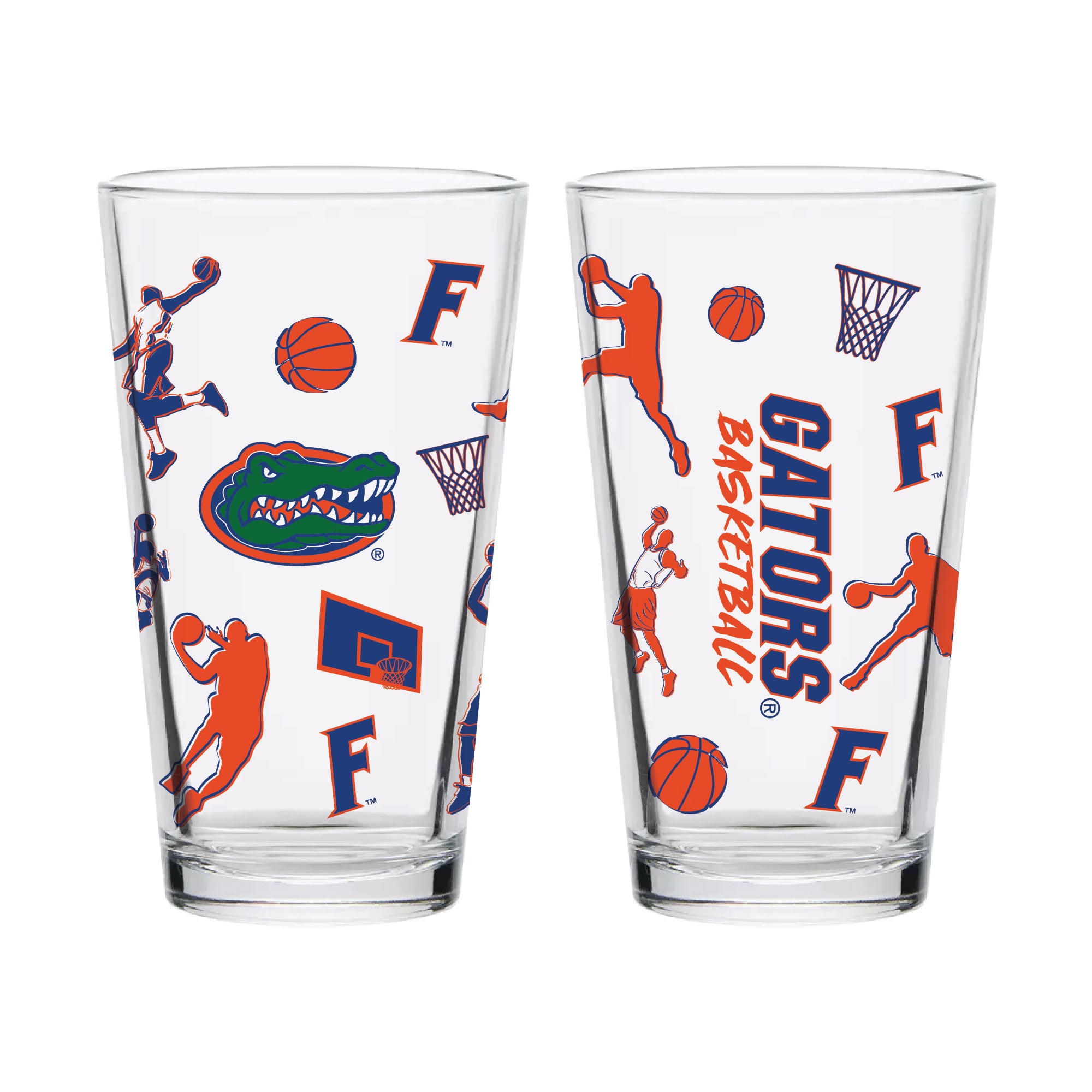 Set of 2 Florida Gators Basketball Sketch 16oz Pints