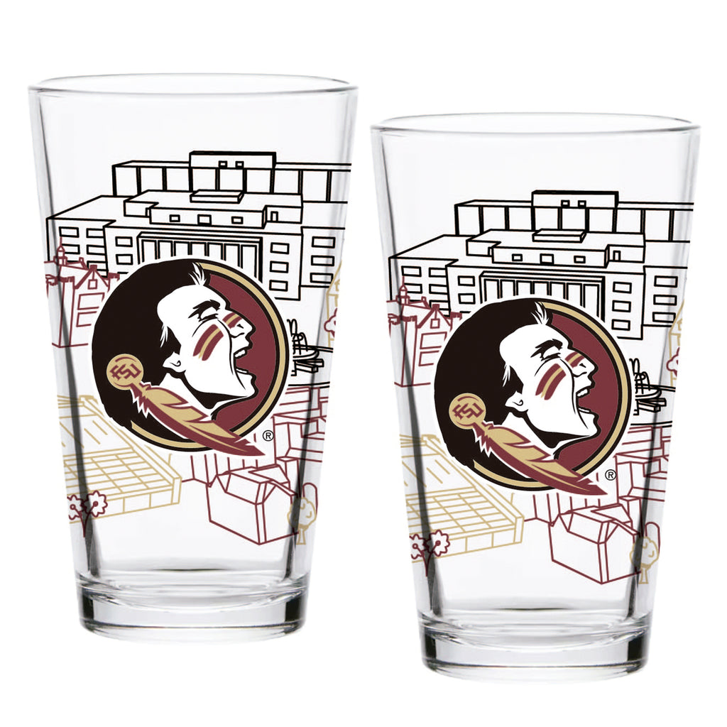 Set of 2 Florida State Seminoles Campus Line Art 16oz Pints