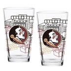 Set of 2 Florida State Seminoles Campus Line Art 16oz Pints