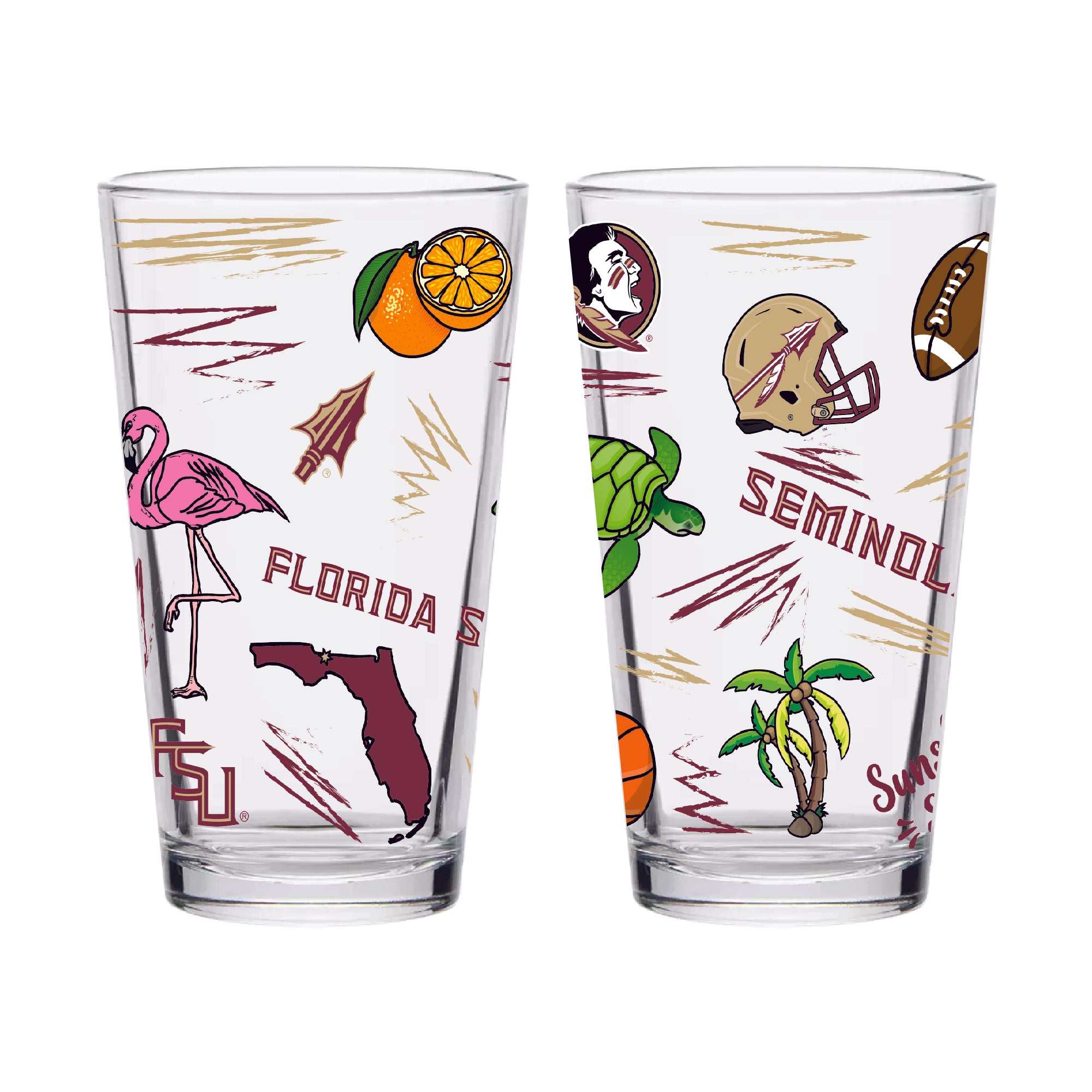 Set of 2 Florida State Seminoles Local 16oz Pints