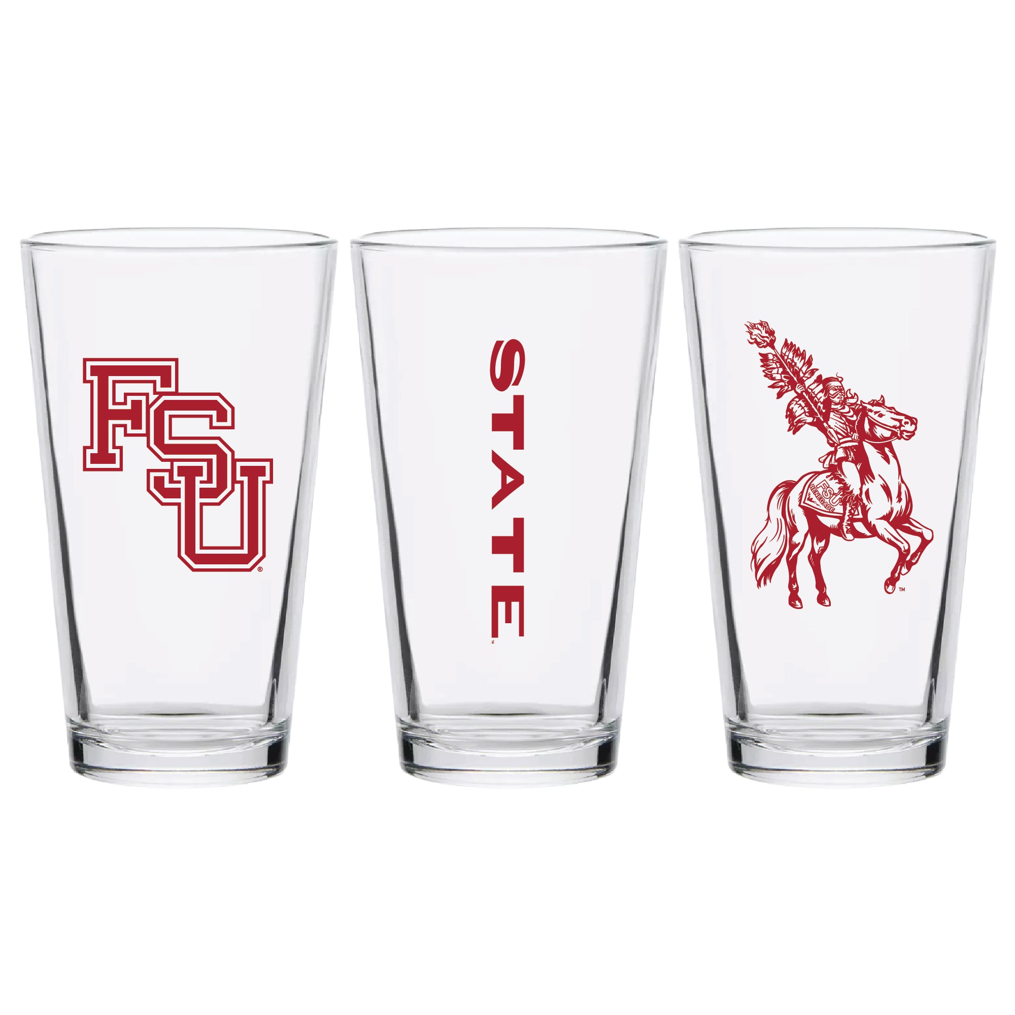 Set of 2 Florida State Seminoles College Vault Sketch 16oz Pints