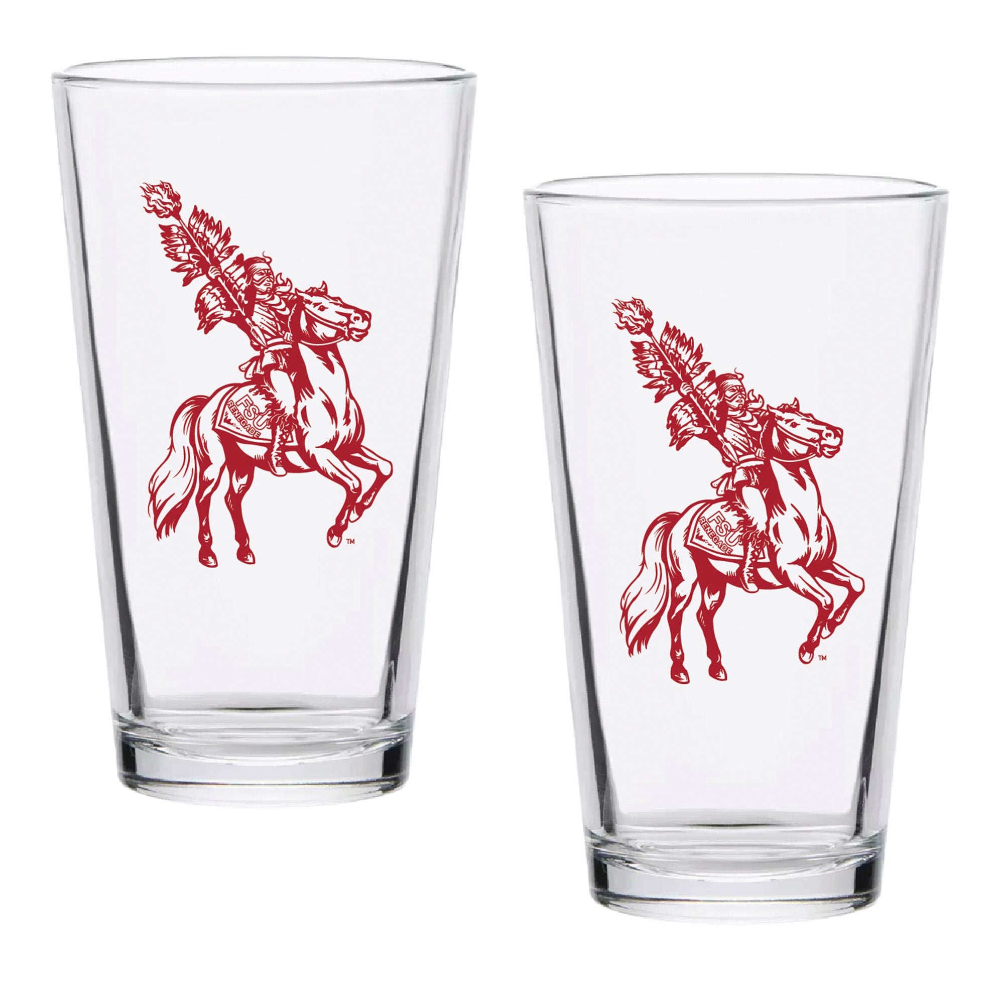 Set of 2 Florida State Seminoles College Vault Sketch 16oz Pints
