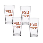 Set of 4 Florida State Seminoles Mascot by Laura Wilcox 16oz Pint Glasses