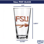 Set of 4 Florida State Seminoles Mascot by Laura Wilcox 16oz Pint Glasses