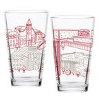 Set of 2 Indiana Hoosiers Campus Line Art 16oz Pints