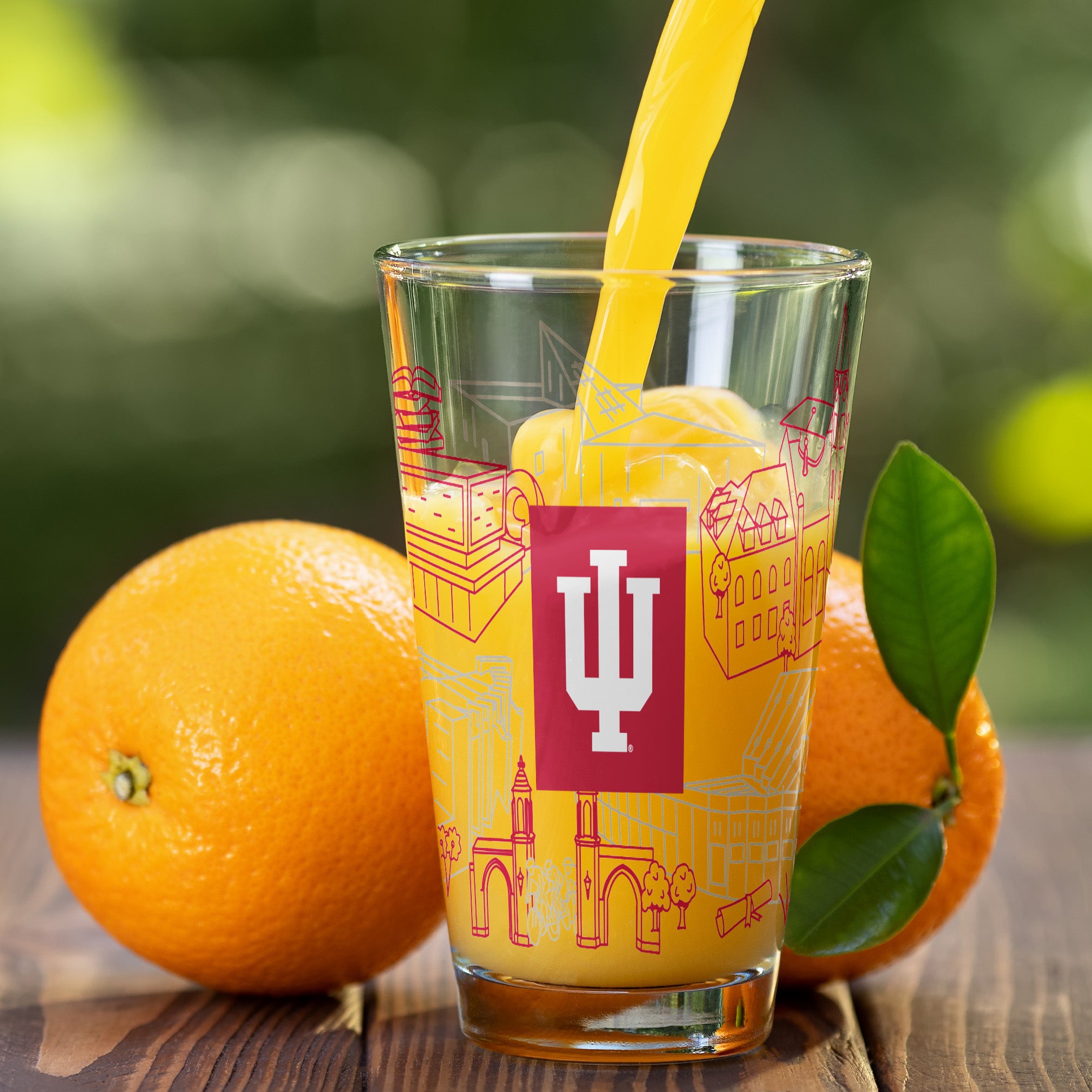 Set of 2 Indiana Hoosiers Campus Line Art 16oz Pints