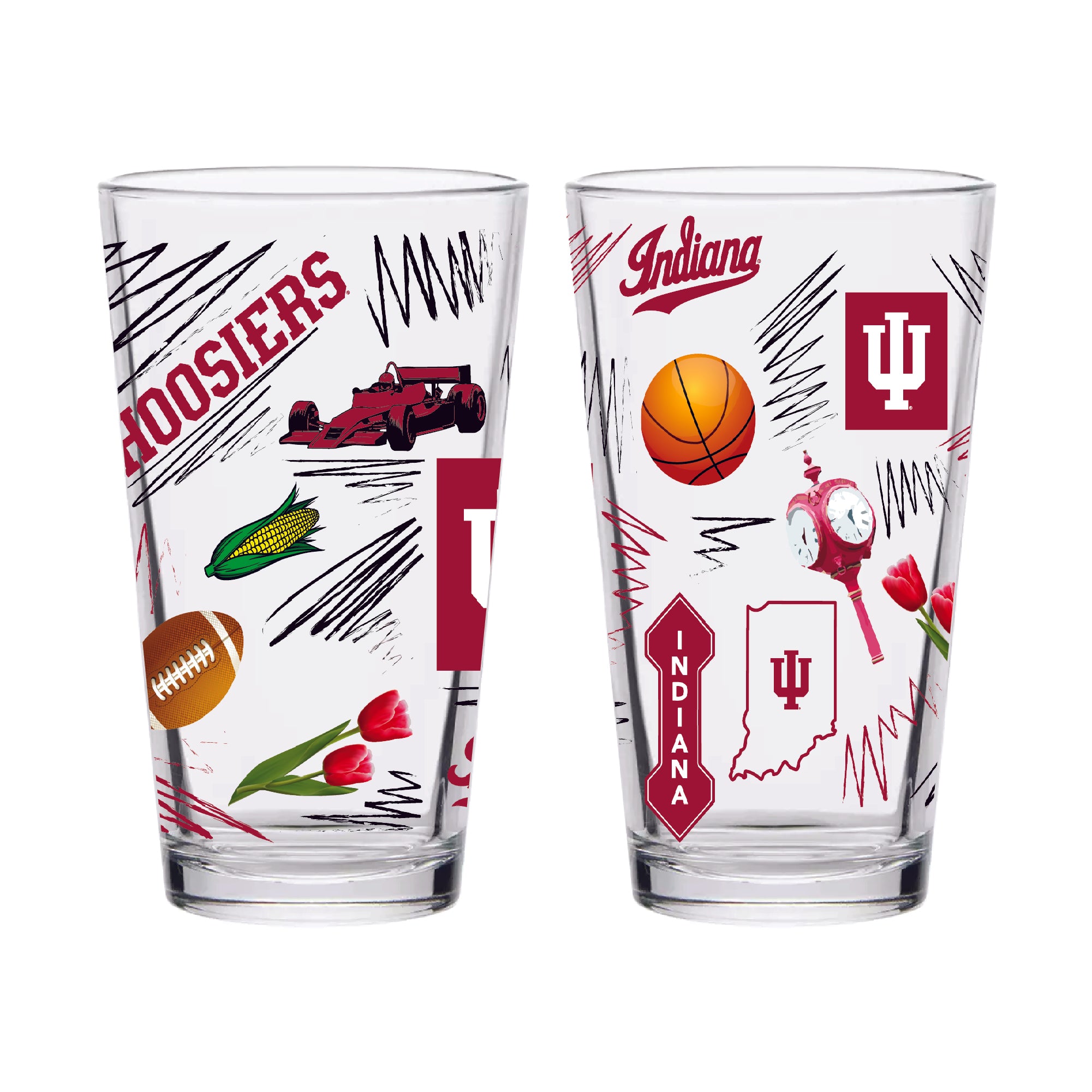 Set of 2 Indiana Hoosiers Local 16oz Pints