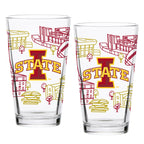 Set of 2 Iowa State Cyclones Campus Line Art 16oz Pints