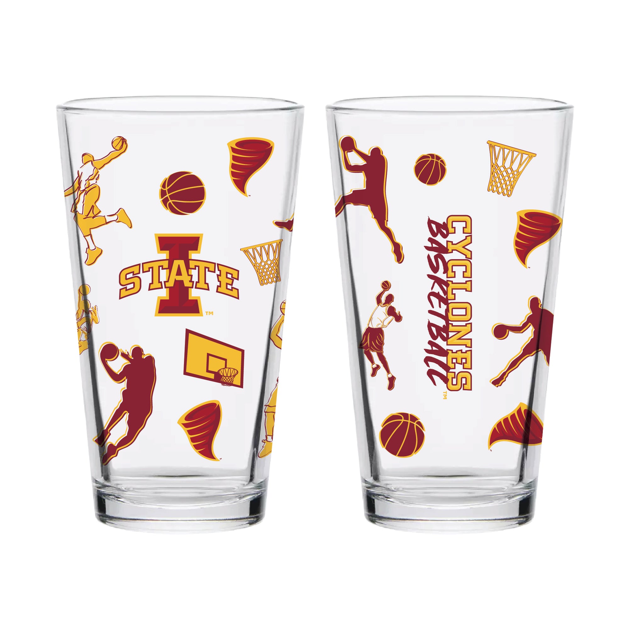 Set of 2 Iowa State Cyclones Basketball Sketch 16oz Pints