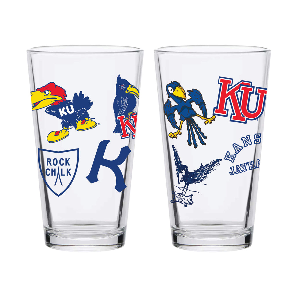 16oz Kansas Jayhawks College Vault Medley Pint 2 Pack