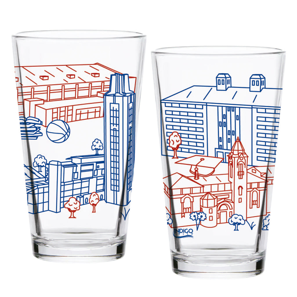 Set of 2 Kansas Jayhawks Campus Line Art 16oz Pints