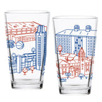 Set of 2 Kansas Jayhawks Campus Line Art 16oz Pints