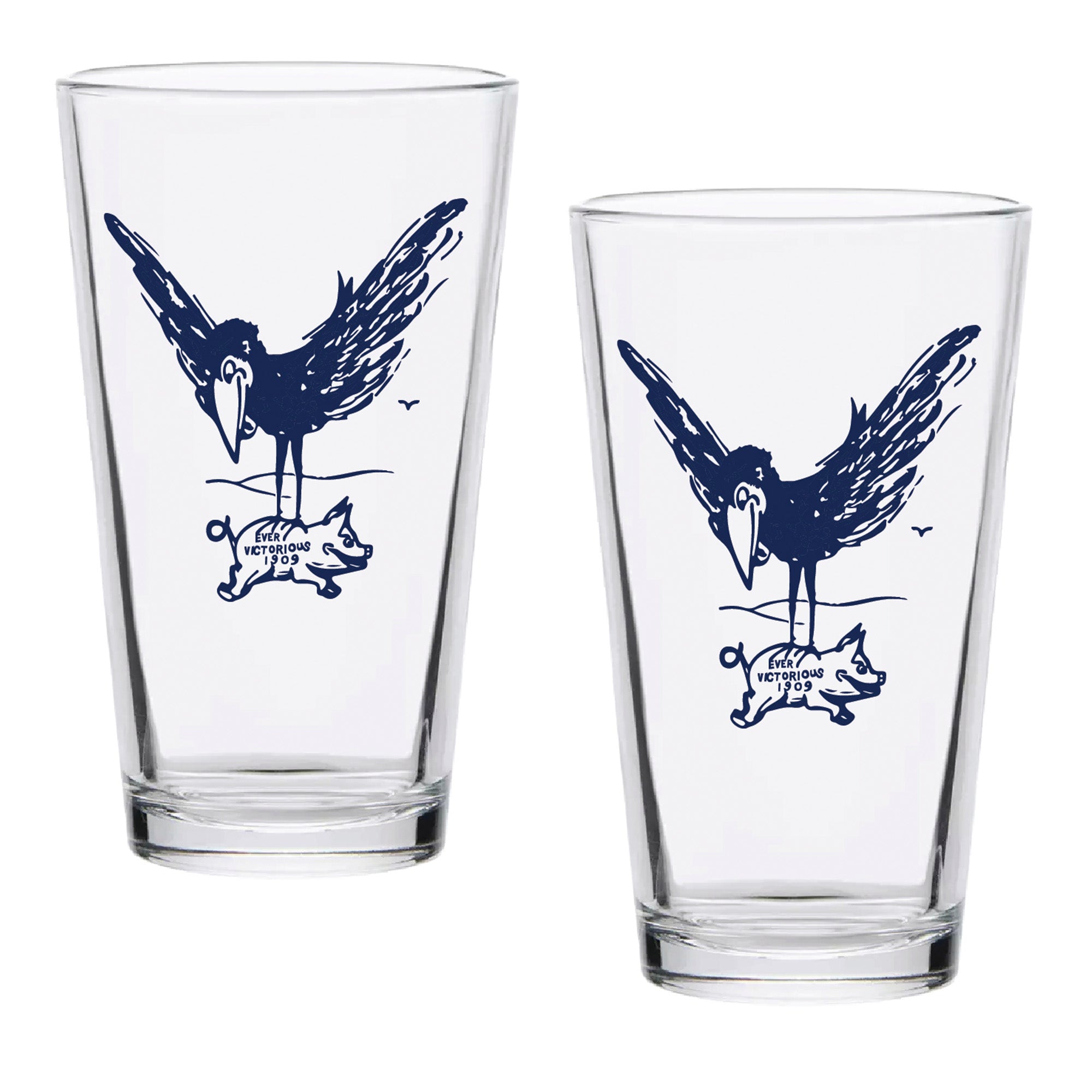 Set of 2 Kansas Jayhawks College Vault Sketch 16oz Pints