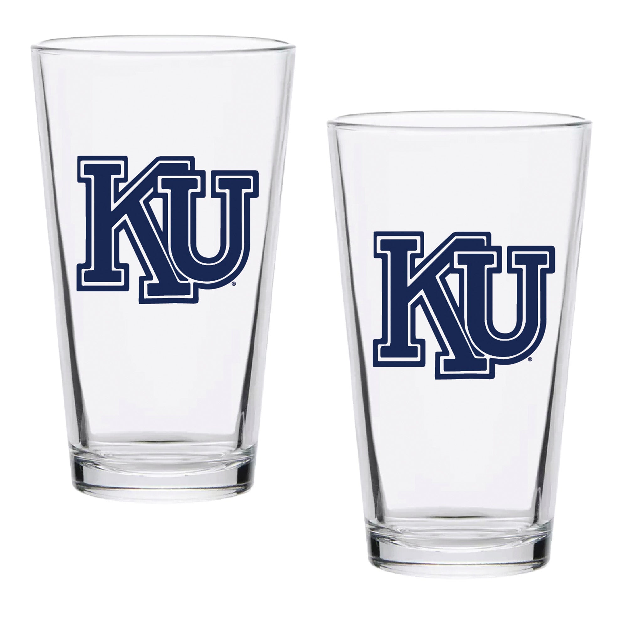 Set of 2 Kansas Jayhawks College Vault Sketch 16oz Pints