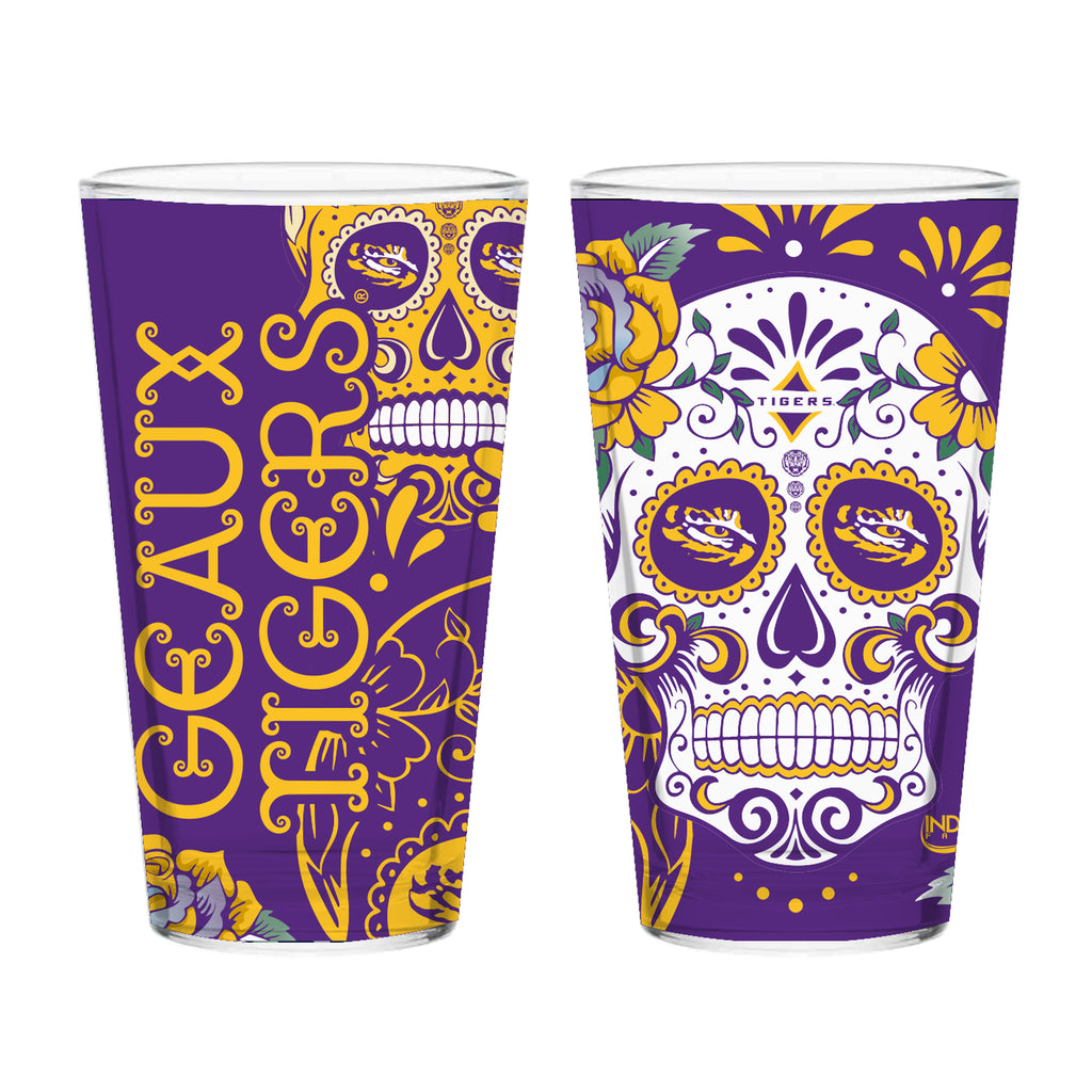 Set of 2 LSU Dia de los Muertos Pint Glasses