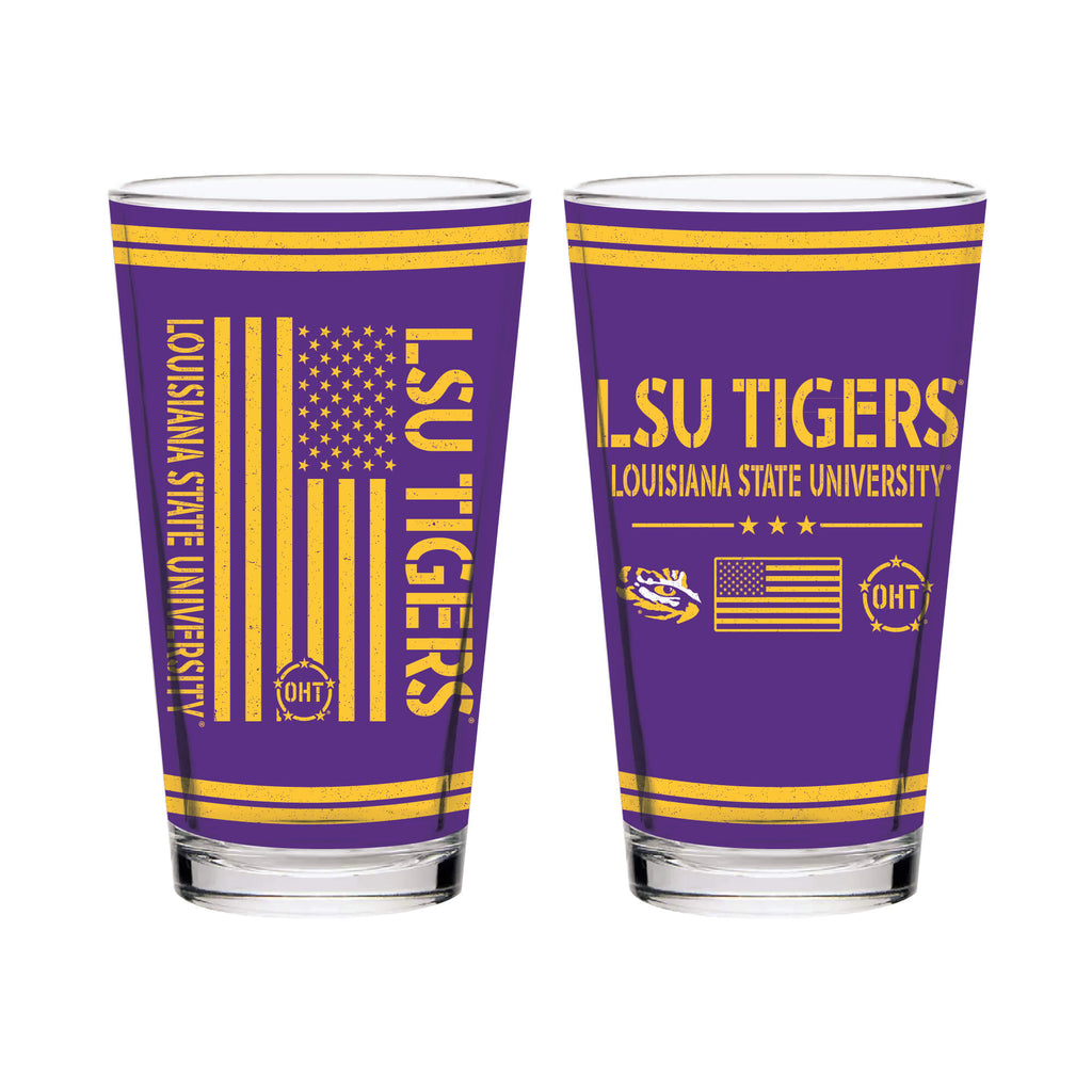 LSU Tigers 16oz OHT flag pint glass