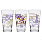 Set of 2 LSU Tigers Campus Line Art 16oz Pints