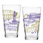 Set of 2 LSU Tigers Campus Line Art 16oz Pints