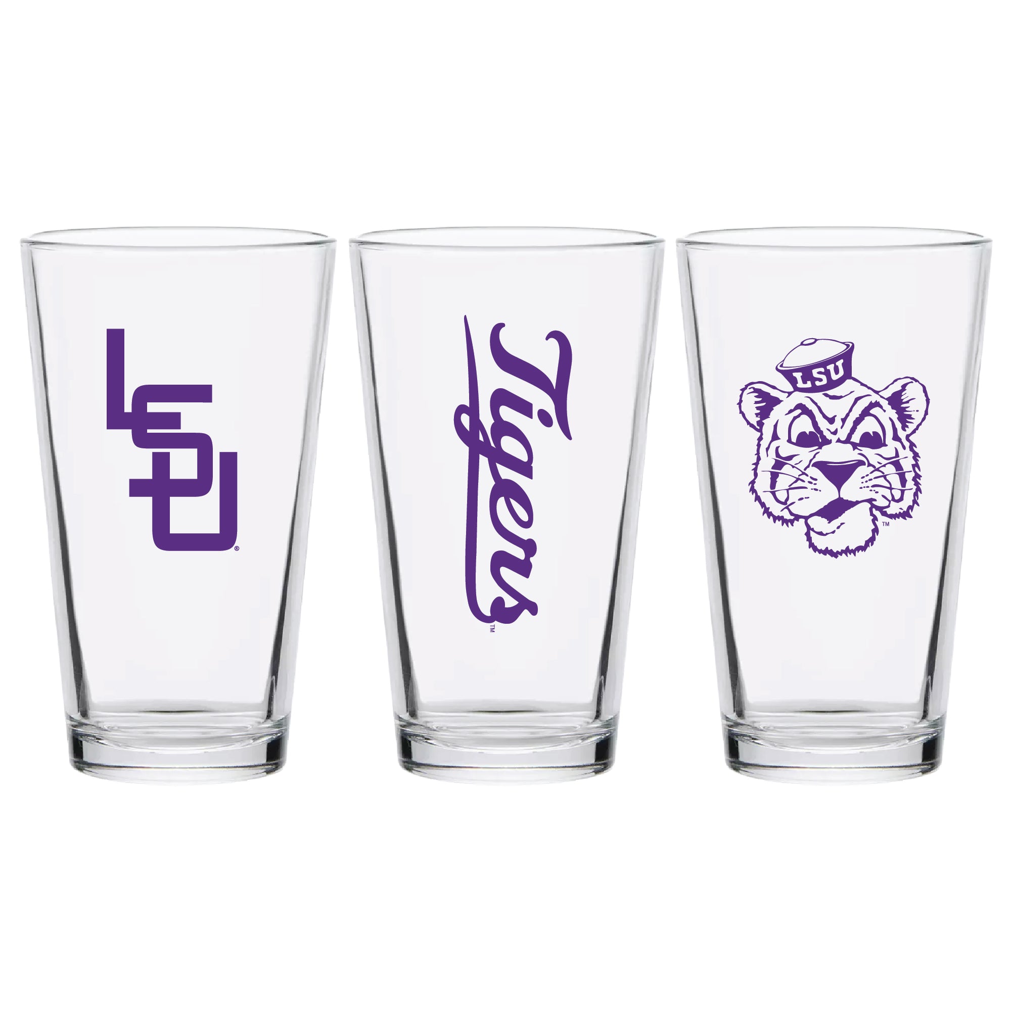 Set of 2 LSU Tigers College Vault Sketch 16oz Pints