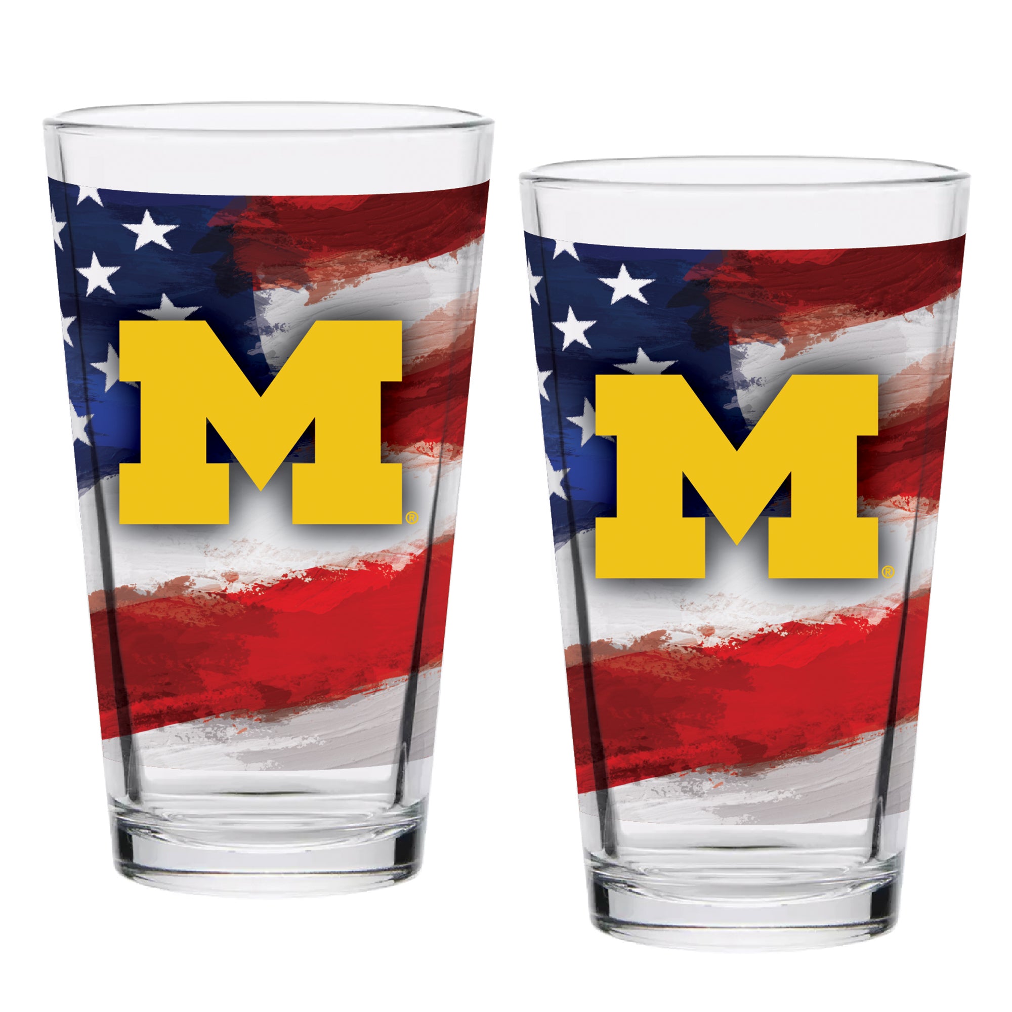 Set of 2 Michigan Wolverines 16oz Americana Pints