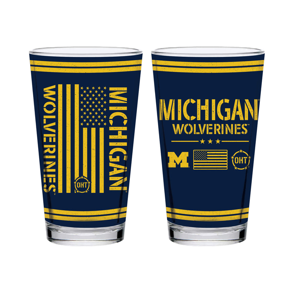 Michigan Wolverines 16oz OHT flag pint glass