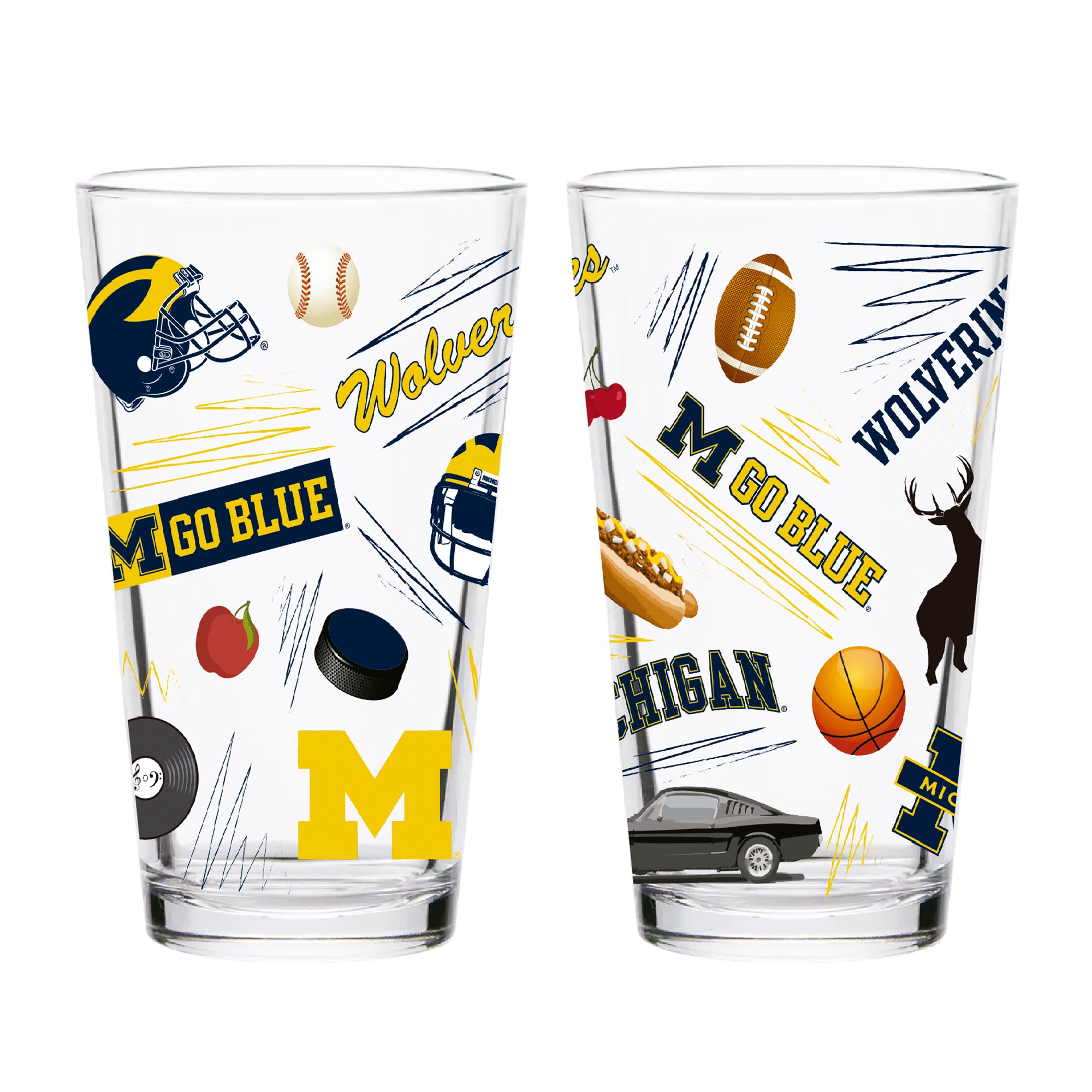Set of 2 Michigan Wolverines Local 16oz Pints