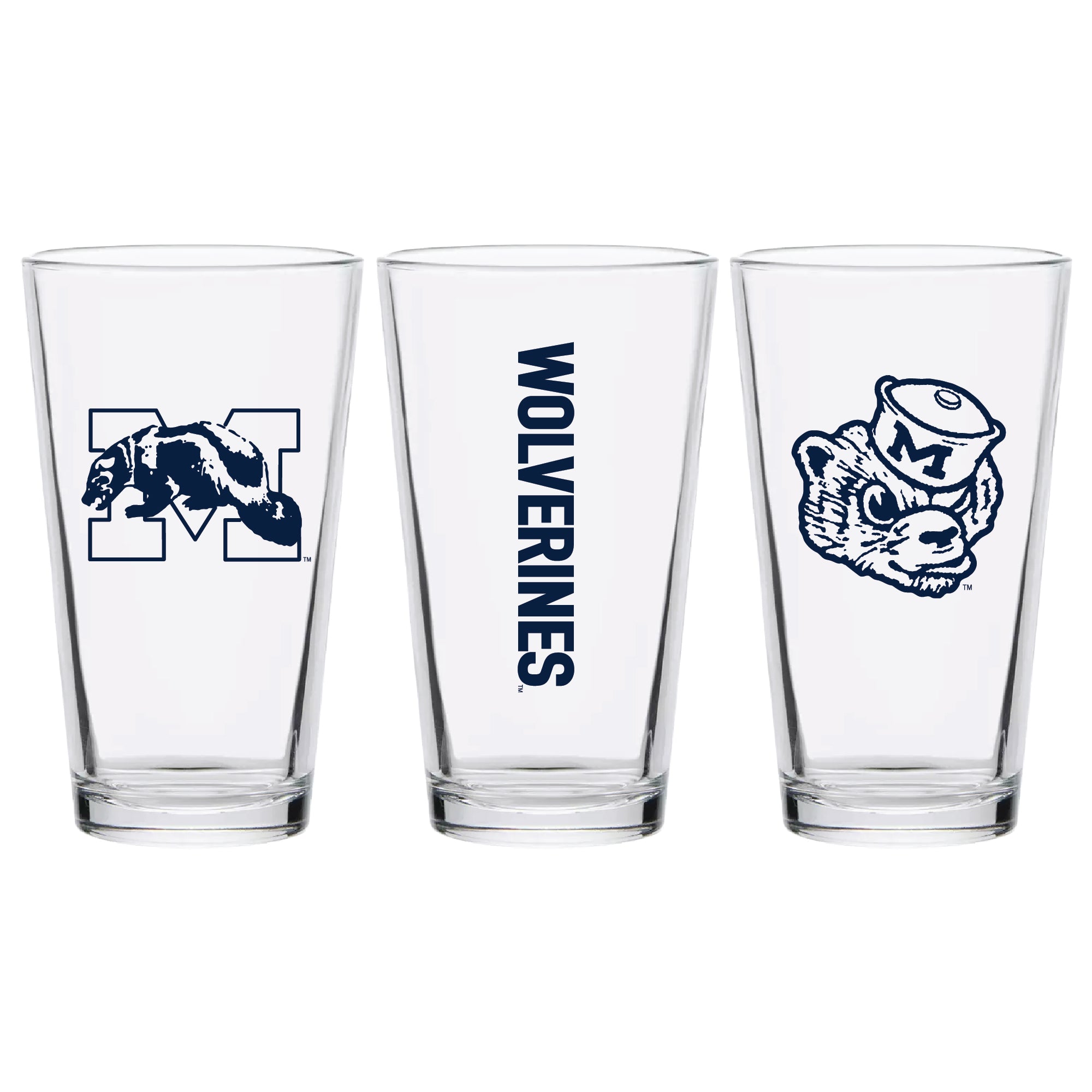 Set of 2 Michigan Wolverines College Vault Sketch 16oz Pints
