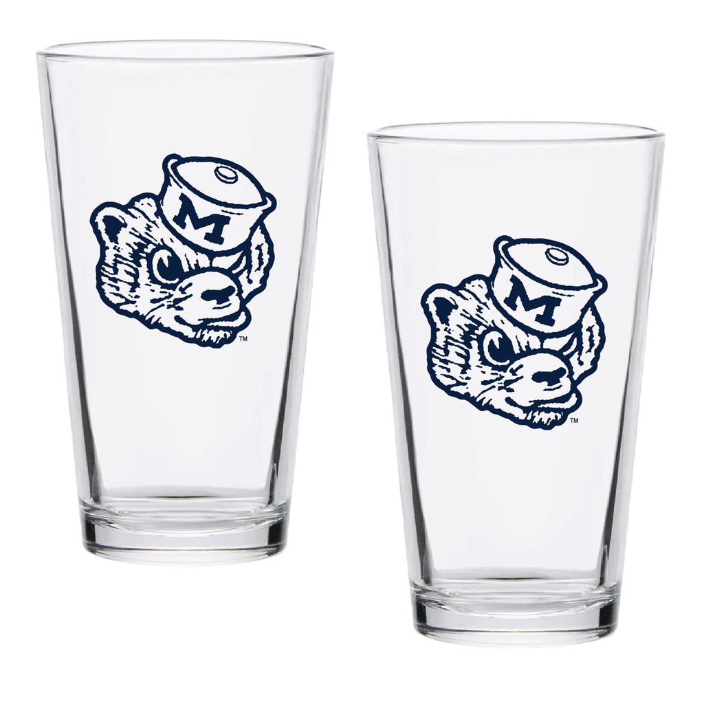 Set of 2 Michigan Wolverines College Vault Sketch 16oz Pints