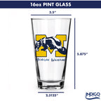 Set of 4 Michigan Wolverines Mascot by Laura Wilcox 16oz Pint Glasses