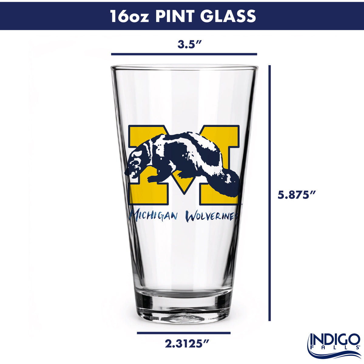 Set of 4 Michigan Wolverines Mascot by Laura Wilcox 16oz Pint Glasses