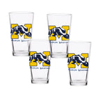 Set of 4 Michigan Wolverines Mascot by Laura Wilcox 16oz Pint Glasses