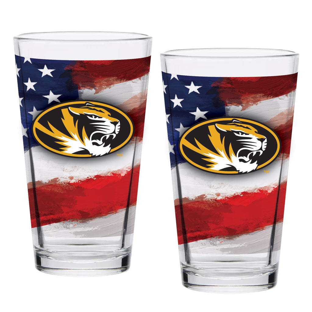 Set of 2 Missouri Tigers 16oz Americana Pints