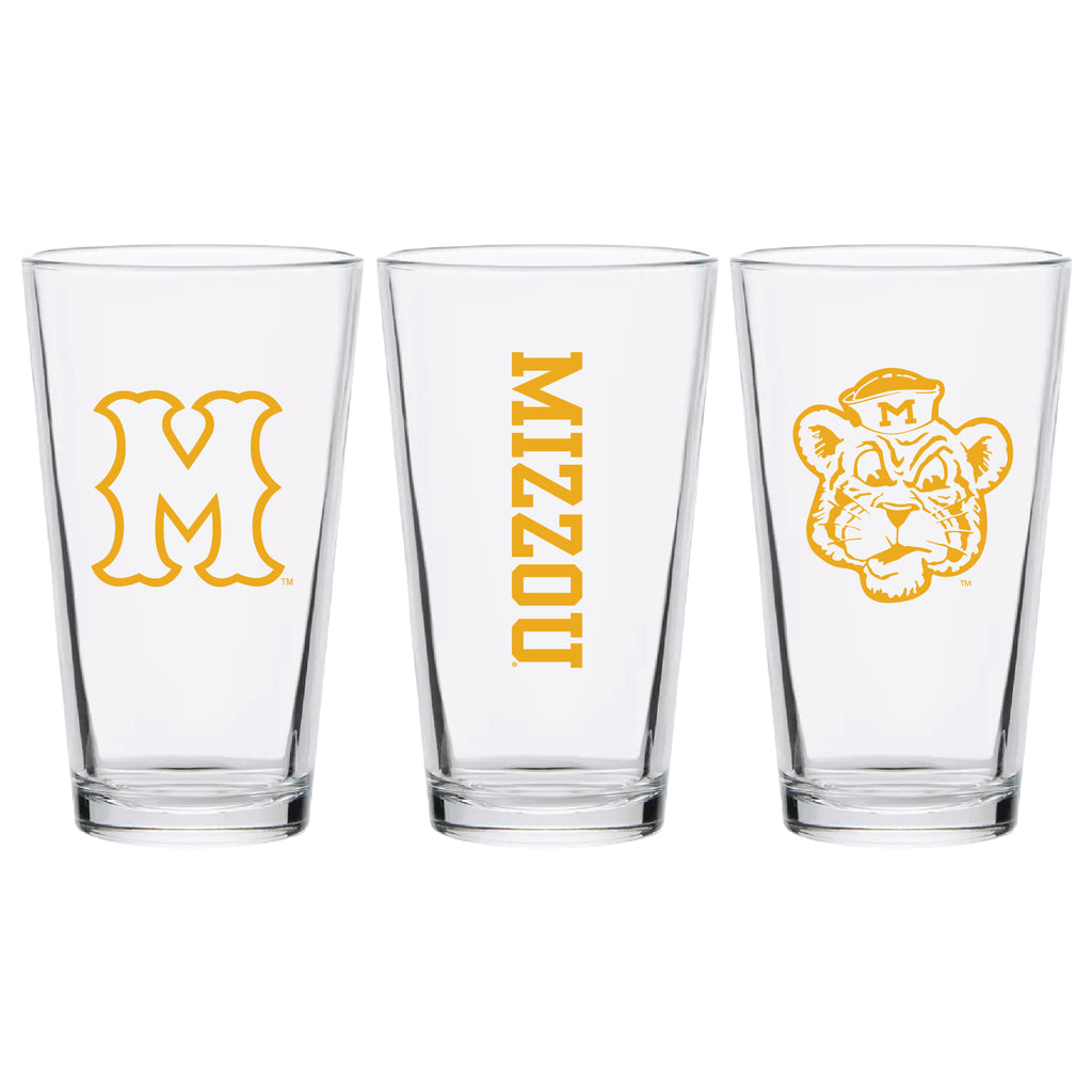 Set of 2 Missouri Tigers College Vault Sketch 16oz Pints