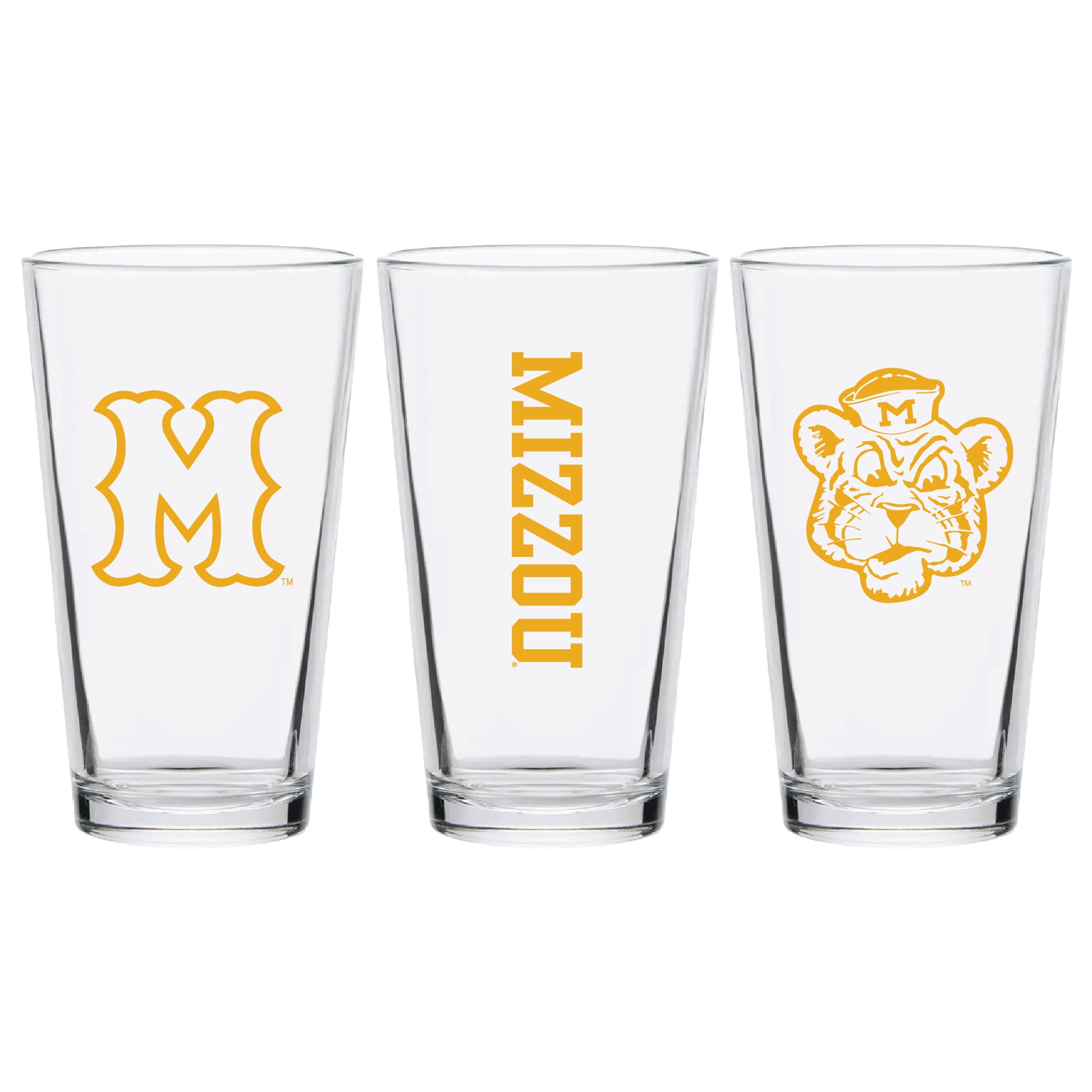 Set of 2 Missouri Tigers College Vault Sketch 16oz Pints
