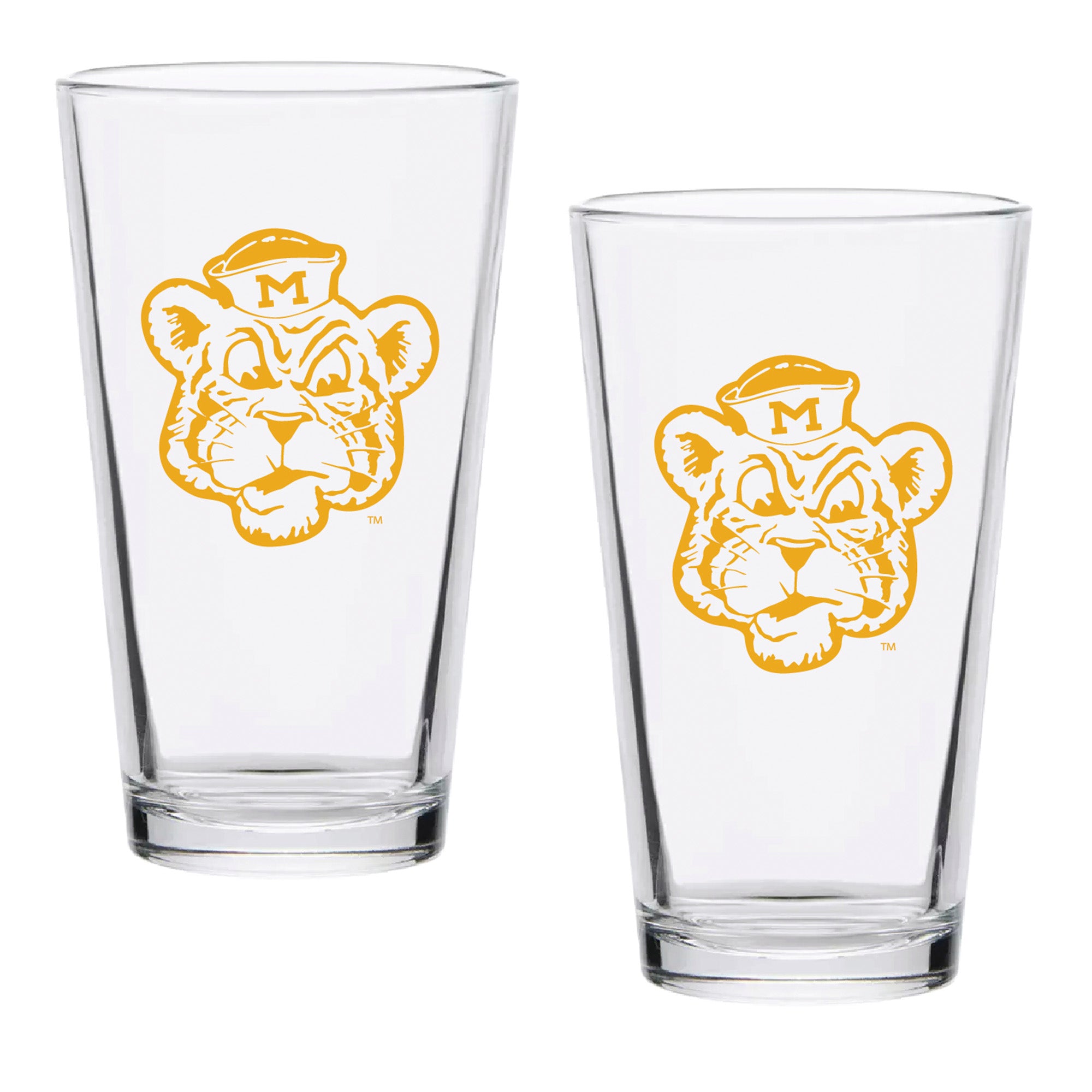 Set of 2 Missouri Tigers College Vault Sketch 16oz Pints