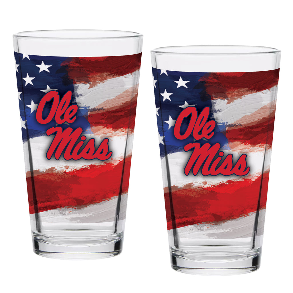 Set of 2 Ole Miss Rebels 16oz Americana Pints