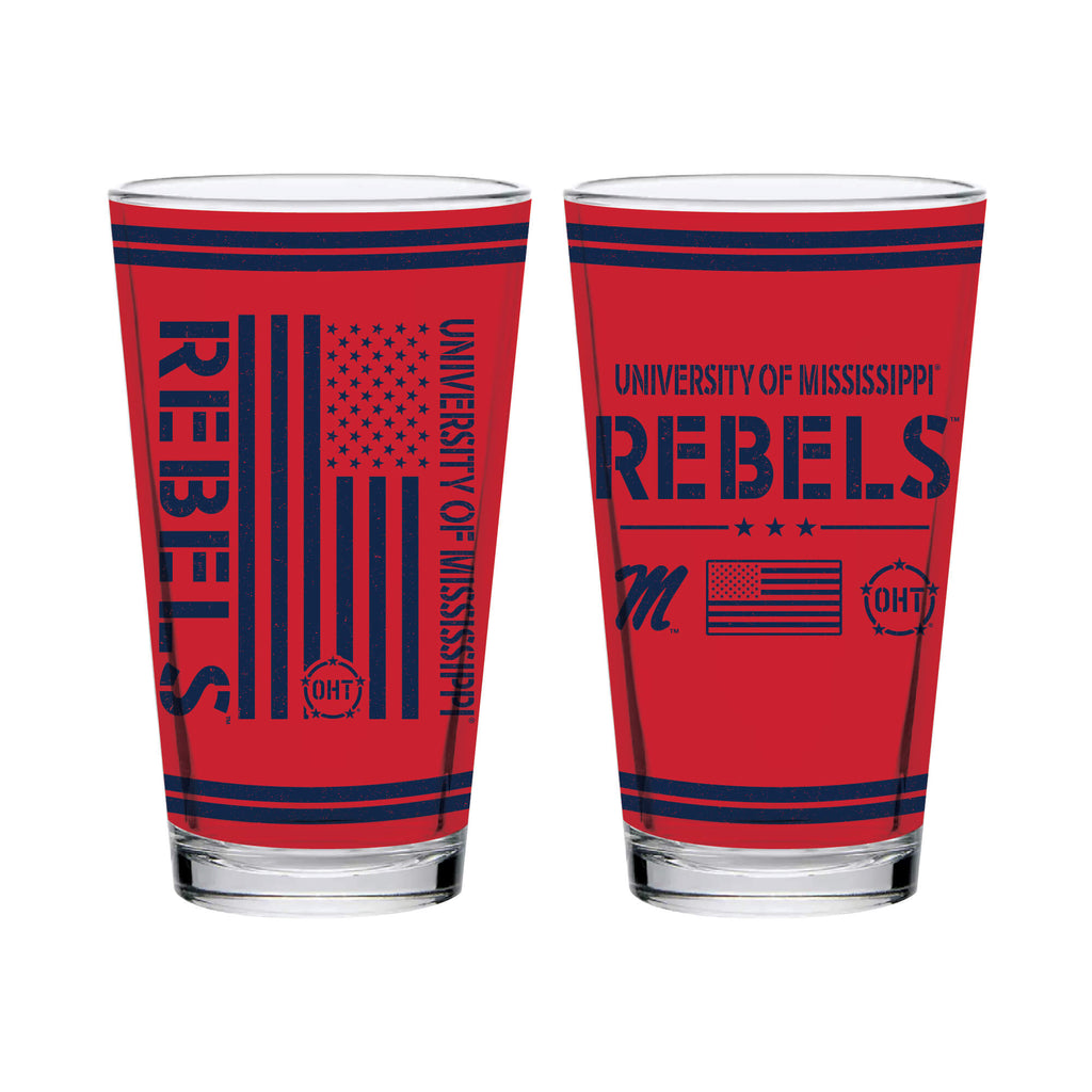 Ole Miss Rebels 16oz OHT flag pint glass
