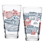 Set of 2 Ole Miss Rebels Campus Line Art 16oz Pints