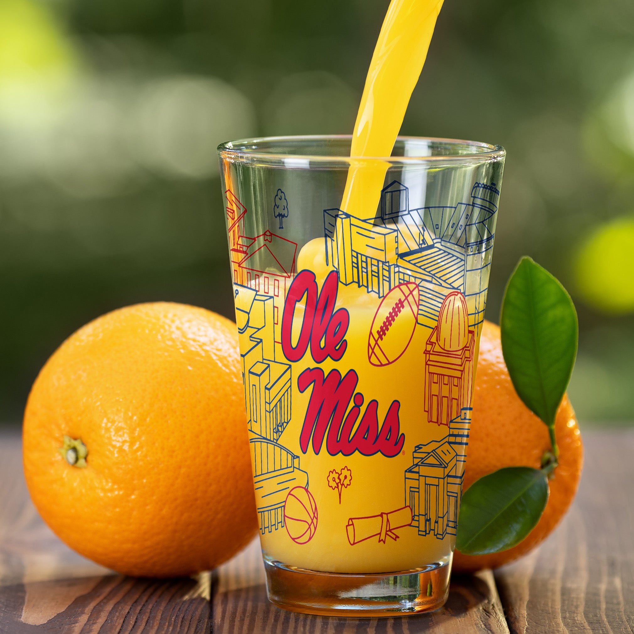 Set of 2 Ole Miss Rebels Campus Line Art 16oz Pints